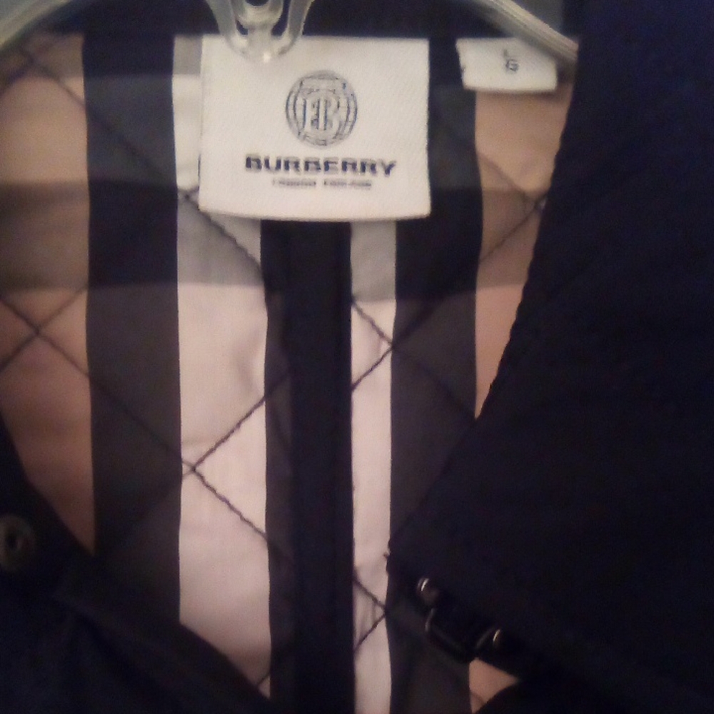 Burberry Navy Quilted Jacket with Check Lining